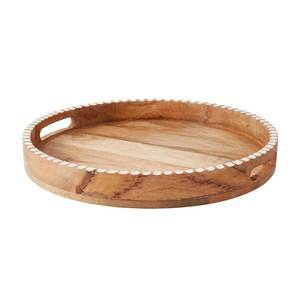 ถาดไม้ทรงกลมลายริ้วสไตล์เรียบง่าย - Product Image 2