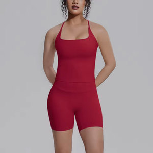 Ensemble de yoga 2 pièces pour femme, style vintage, en tissu Oxford court Spandex/Coton, longueur mi-mollet, imperméable, écologique et respirant - Product Image 4