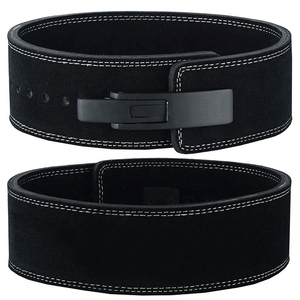 Black Leather Weightlifting Belt Adjustable Back Support Buckle Gym Training Belt for Weight Lifting - Product Image 5