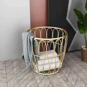 Modern Round Wire Laundry <b>Basket</b> With Ergonomic Handles Metal Storage For <b>Bathroom</b> Bedroom And Home & Hotels Household Use - Product Image 6