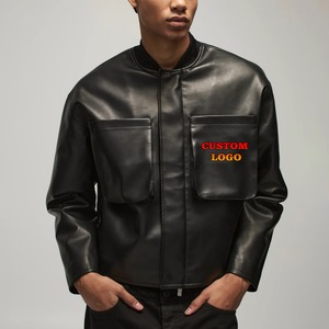 High Quality Men's Winter Leather Streetwear <b>Jacket</b> Zipper Front Pattern Dyed <b>Long</b> Sleeve <b>Waterproof</b> College Coat - Product Image 1