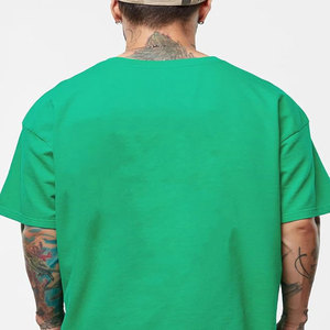 230g Cotton Retro Off-Shoulder T-Shirt Men's & Women's <b>Short</b>-<b>Sleeved</b> Washed Loose Top Outer Wear with Solid Pattern - Product Image 1