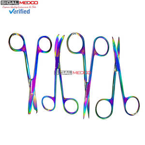Ciseaux à suture Iris Micro Point, revêtement en titane multicolore arc-en-ciel, qualité supérieure, crochet délicat, manuel - Product Image 5