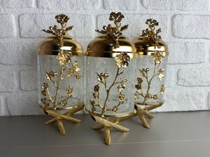 กระปุกแก้วตกแต่งพร้อมเคลือบทองหรูหราสำหรับเก็บของในครัว - Product Image 4