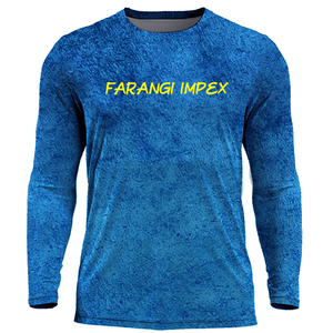 Wholesale Custom Men's Blue White Camo Sublimated Fishing Shirt Long Sleeve UV Protection UPF 50+ Moisture Wicking <b>Light</b> Weight - Product Image 2