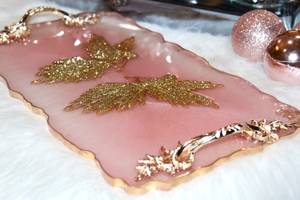 HANDMADE ANGEL Inspired Resin tray <b>Large</b> Rose Gold Glitter Resin tray, FRIENDSHIP Tray, Valentines <b>Gift</b>, Perfume Tray, Geode Res - Product Image 2