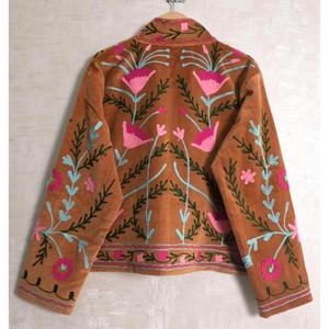 Floral Suzani <b>Velvet</b> <b>Jacket</b> <b>Women</b> Indian Handmade Embroidered Boho Coat Ethnic Fashion Outerwear - Product Image 4