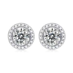 Pendientes de Diamantes de Moissanita Premium, Plata 925, Corte Redondo con Corte Brillante, para Uso Unisex - Product Image 4