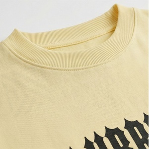 Nouvel ensemble 2 pièces pour femme, t-shirt ample à manches courtes et short au-dessus du genou, décontracté, printemps-été, jaune, en coton - Product Image 4