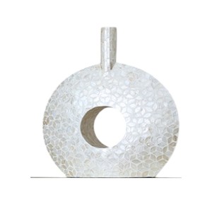 Vase à fleurs artisanal avec incrustation de coquillages - Product Image 3