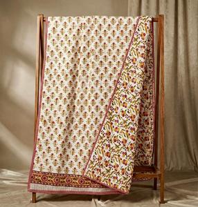 Yellow Flower Print Pattern Dohar Double Bed Blanket Use Also As AC Blanket & <b>Comfortable</b> In All Occasion Buy Bulk - Product Image 6