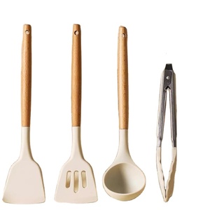 COUSTAM cuchara de madera y resina espátula con soporte utensilios de cocina cuchara de cocina de madera natural para la mejor tapa de color - Product Image 3