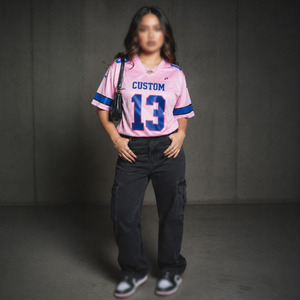 Maillot de football américain personnalisé par sublimation pour femme, col en V, manches courtes, en maille respirante, coupe ample, haut d'uniforme d'équipe - Product Image 5
