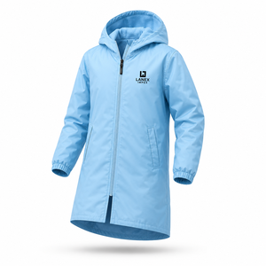 New Youth Swim Parka Waterproof Hooded Changing <b>Robe</b> Quick Dry Polyester Swim <b>Coat</b> with Front Zipper Side Pockets Custom Logo - Product Image 2
