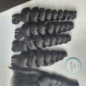 Extensions de cheveux vierges humains de 32 pouces, Vietnam, vague profonde lâche, double trame, tissage à la main, cheveux bruts avec fermeture en dentelle 5x5 - Product Image 3