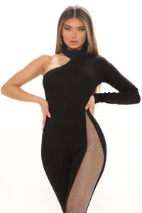 Mono de Diseño OEM con Pedrería Bordada para Mujer, de Manga Larga con Paneles de Malla, Estilo Clubwear - Product Image 2