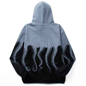Sweat à capuche unisexe personnalisé imprimé pieuvre, streetwear, pull à capuche en molleton de coton de haute qualité, motif graphique, mode OEM - Product Image 3