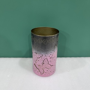 Portavelas Decorativo ARTISAN DESIGN V806 Negro y Rosa con Recortes de Mariposas para Decoración del Hogar - Product Image 2