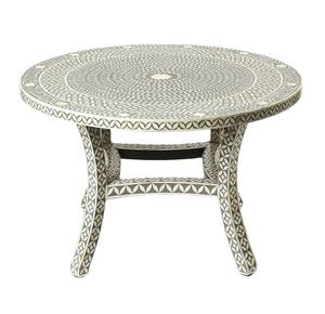 Mesa de centro de madera con diseño moderno de lujo personalizable con incrustaciones de hueso indio y nácar para sala de estar - Product Image 1