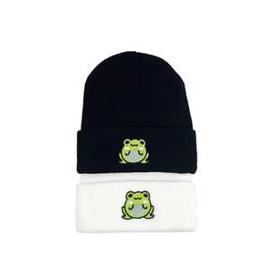 Casquette en tricot avec broderie de logo personnalisé, 100% acrylique, unisexe, adulte, style décontracté d'hiver, 56-58 cm, couleur unie, design à revers - Product Image 3