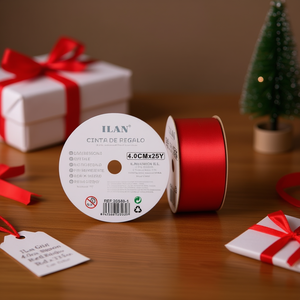 Nastro regalo Ilan 4,0 cm x 25 iarde colore rosso per confezionare regali - Product Image 3