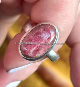 Vente chaude 925 Sterling Silver Boho Ring Handmade Natural Thulite Gemstone Pink Ring Solid for Engagement or Party Gift Her - Product Image 5