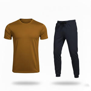Ensemble de survêtement à capuche pour homme, gris, manches longues, rayé, décontracté, respirant, en polyester et coton, pour l'automne, avec fermeture éclair et poches latérales - Product Image 4
