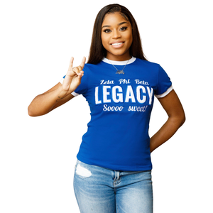 เสื้อยืด Zeta Phi Beta Legacy Blue Chenille สำหรับผู้หญิง ปักลายสมาคมนักศึกษาหญิง ดีไซน์ทันสมัย สวมใส่สบาย เนื้อผ้านุ่มพรีเมียม - Product Image 1