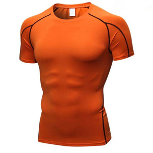 <b>Men</b> Regular Fit Turtleneck Short Sleeve Breathable Quick Dry Fitness Sports Training <b>Silk</b> Screen Printing Blank Formal <b>Shirt</b> - Product Image 4