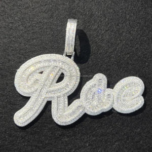 Custom <b>Name</b> Necklace Gold Plated Lab Grown Diamond Iced Out Script Pendant Hip Hop <b>Chain</b> Jewelry - Product Image 1