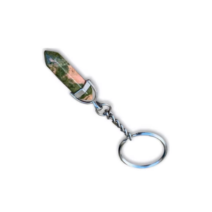 High Quality Crystal Keychain Stone Unakite Crystal Pencil key chain natural Stone bead <b>Healing</b> Key Holder Gift Women Key - Product Image 6