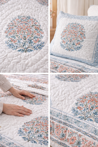 Ensemble de couette indienne 100 % coton faite à la main, imprimée, réversible, motif Jaipuri, multicolore, élégante, écologique et jetable - Product Image 3