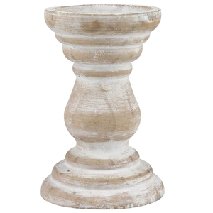 Porte-bougie pilier en bois blanc antique, support de bougie pilier vintage style bord de mer, support de bougie rustique côtier, centre de table décoratif - Product Image 1