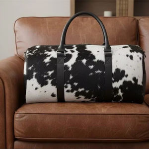 Bolsa de Viaje de Cuero Vacuno con Cierre de Cremallera, Ligera, Portátil, Estilo Vintage, Gran Capacidad - Product Image 1