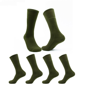 Chaussettes mi-mollet vert olive en coton 100% respirant, tricotées, couleur unie, pour usage quotidien, épaisseur standard, pour homme - Prix de gros - Product Image 4