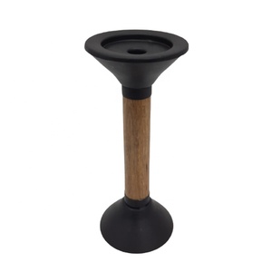 Fer et bois maison décorative luxe Design bougie pilier support mort mat noir poudre enduit finition pour la décoration intérieure - Product Image 2