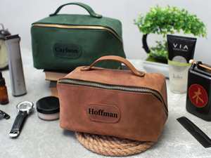 Bolsa de Aseo de Cuero Genuino para Hombre con Logotipo Personalizado, Bolsa de Viaje Vintage Impermeable, Organizador de Artículos de Afeitado, Kit Dopp LNTB-0019E - Product Image 6