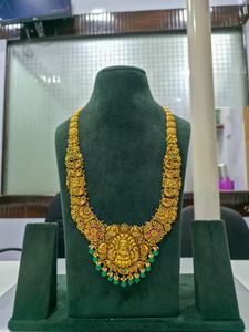 สร้อยคอทองคำแท้ 22K แบบอินเดียโบราณประดับนกยูงและไข่มุก สำหรับผู้หญิง สวมใส่ในงานแต่งงาน - Product Image 3