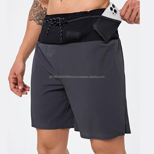 Pantalones cortos para correr tejidos sin costuras para hombre, pantalones cortos de gimnasio transpirables ligeros de nailon, pantalones cortos activos con logotipo personalizado - Product Image 2