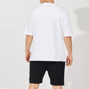 Conjunto Deportivo Informal de Verano para Hombre Econex, Dos Piezas, Camiseta y Pantalones Cortos con Bloques de Color, Mezcla de Algodón, Tejido de Punto, 320g, Sin Costuras, Secado Rápido - Product Image 1