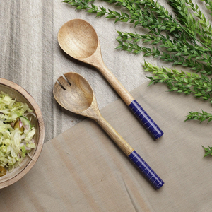 Dernières cuillères à salade en bois émaillé à long manche, imprimées, pour la maison et la restauration - Product Image 6