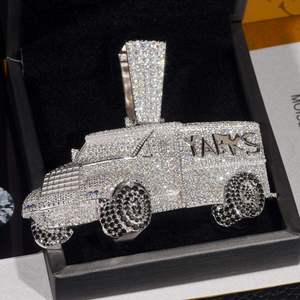 YABKS <b>Van</b> Pendant Rhodium Plated 925 Silver Lab Grown Diamond Crystal Themed Charm Luxury Unisex Gift - Product Image 4