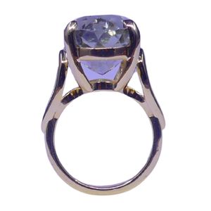 Anillo Clásico de Plata de Ley 925 Chapado en Oro con Gema de Amatista Verde para Mujer, Joyería para Bodas - Product Image 5