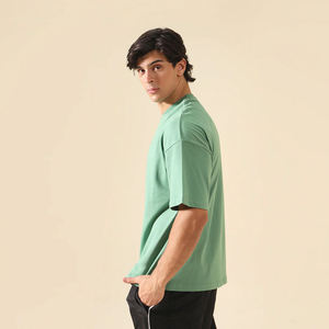 Camiseta Personalizada al por Mayor 100% Algodón, Cuello Caído, Talla Grande para Hombre, Camisetas de Color Sólido, Servicio OEM - Product Image 5