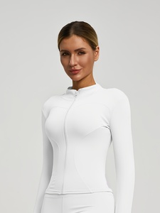 Veste de yoga pour femme, anti-transpiration, en nylon, coupe ajustée, extensible, légère, avec fermeture éclair - Product Image 3
