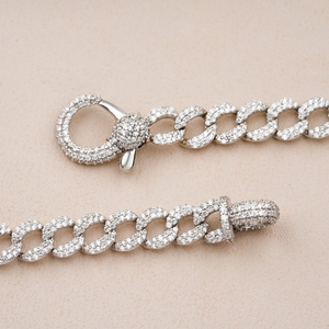 กำไลข้อมือทองคำแท้ 14K ประดับเพชรทรงกลมเจียระไน VS1 น้ำหนัก 2.65 กะรัต ดีไซน์แบบ Cuban Chain สไตล์ฮิปฮอป แฟชั่นทันสมัย ขนาด 7 มม. - Product Image 4