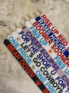 Custom Beaded <b>Webbing</b> Straps With Raised Text For College Game Day Fashion Accessories - Product Image 1
