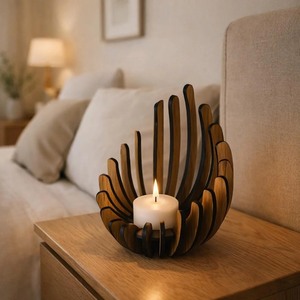 Wooden Flower Shape Candle Stand Eco Friendly Home Decoration <b>Tealight</b> <b>Holder</b> - Product Image 4