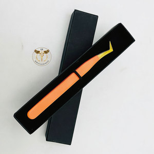 Pinzas Profesionales de Titanio Dorado en Forma de L para Extensión de Pestañas, Punta de Fibra de Precisión, Herramienta de Belleza de Acero Inoxidable - Product Image 5