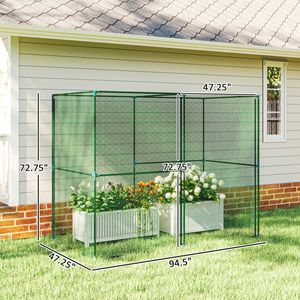 Gabbia per Piante 2,4m x 1,2m x 1,9m Verde con Porta Avvolgibile con Cerniera, Rete Protettiva per Giardino, Protezione per Animali e Piante - Product Image 3